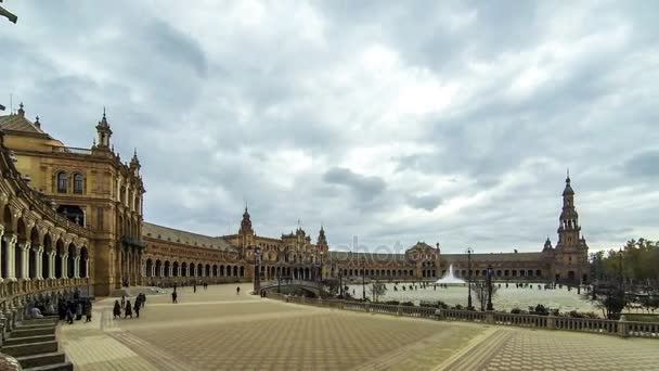 Panorama der Plaza de espana in Sevilla, Andalusien, Spanien — Stockvideo