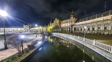 Gece Panorama, Plaza de Espana Sevilla, İspanya