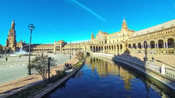Panorama der Plaza de espana in Sevilla, Andalusien, Spanien — Stockvideo
