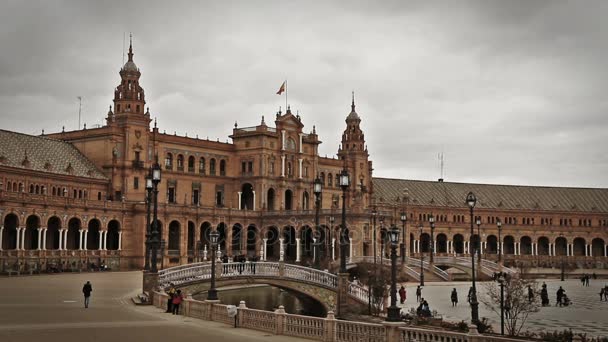 Panorama z Plaza de Espana w Sewilla, Andaluzja, Południowa Hiszpania — Wideo stockowe