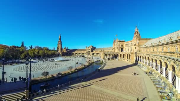 Panoráma a Plaza de Espana Sevilla, Andalúzia, Spanyolország — Stock videók