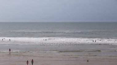 Yaz günü plajda Lacanau-Okyanusu, Bordeaux, Fransa