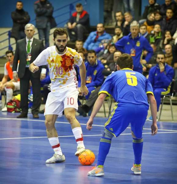 Dostça Futsal oyun: Ukrayna v İspanya Kiev, Ukrayna — Stok fotoğraf