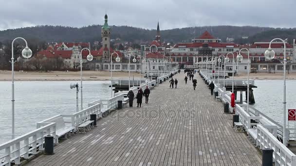 Sopot Pier (Molo) in the city of Sopot, Poland — Stock Video