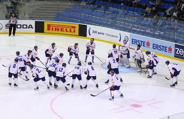 Див 1 А чемпионата мира по хоккею 2017 в Киеве, Украина — стоковое фото