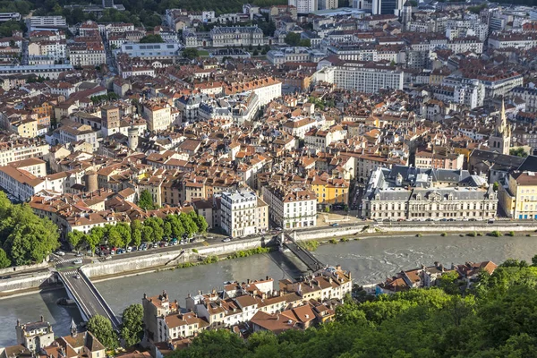 Grenoble eski şehir, Fransa havadan görünümü — Stok fotoğraf