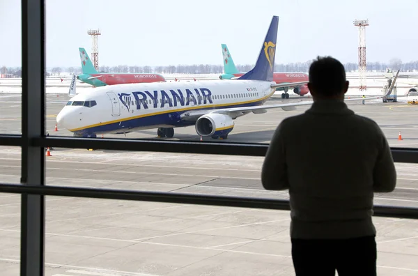 Ryanair-συνέντευξη τύπου στο Κίεβο-Μπορισπόλ αεροδρόμιο, Ουκρανία — Φωτογραφία Αρχείου