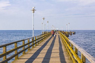 Seebrucke Ahlbeck, zevk pier Ahlbeck, Usedom adasında, G içinde