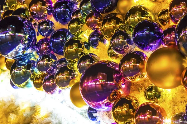 Close-up Christmas New Year baubles on a Christmas tree — Stock Photo, Image