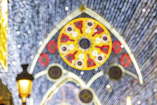 Bokeh borroso de decoración de calles navideñas en Málaga, España — Foto de Stock