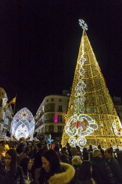 Malaga, Spa 'daki Plaza de la Constitucion' da Noel süslemeleri
