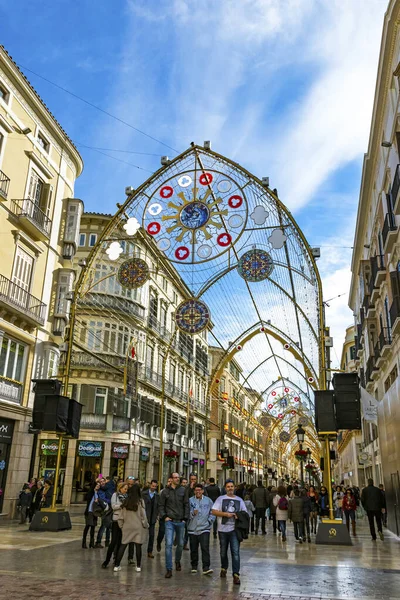 Calle Marques de Larios utcán, Malaga, Spanyolország — Stock Fotó