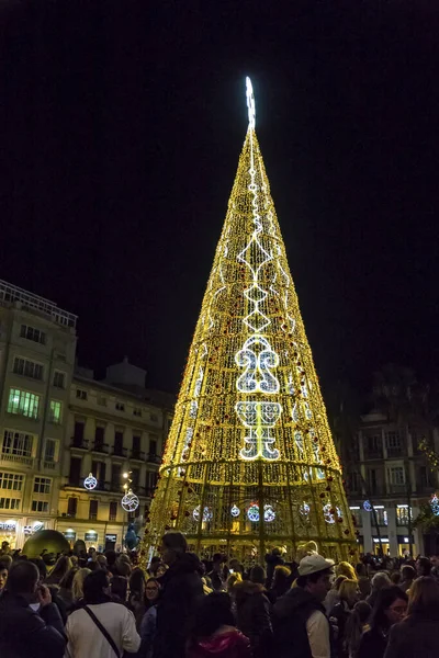 Świąteczne dekoracje na Plaza de la Constitucion w Maladze, Spa — Zdjęcie stockowe