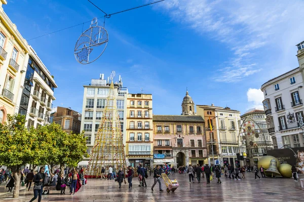 Hlavní náměstí (Plaza de la Constitucion) v Malaga, Španělsko — Stock fotografie