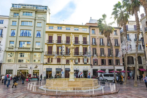 Praça Principal (Plaza de la Constitucion) em Málaga, Espanha — Fotografia de Stock