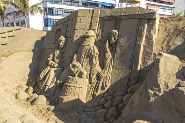 Las Palmas de Gran Canaria, İspanya sahilindeki kum heykelleri