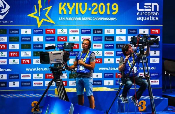 Kyiv Ukraine August 2019 Videographers Work Womens 10M Platform Final — стокове фото