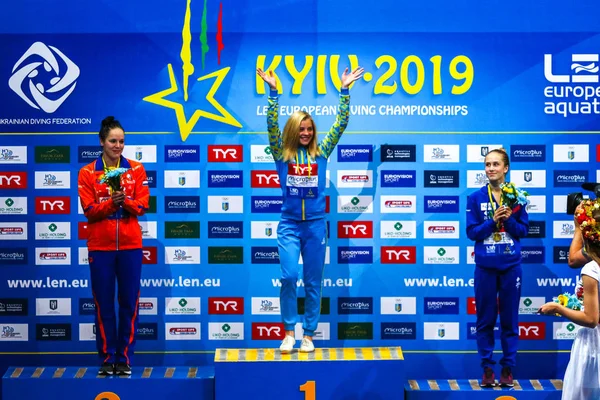 Kyiv Ukraine August 2019 Medalists Womens 10M Platform Final 2019 — Zdjęcie stockowe