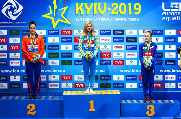 Kyiv Ukraine August 2019 Medalists Womens 10M Platform Final 2019 — Zdjęcie stockowe