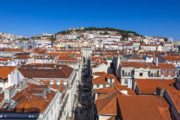 Flygfoto Utsikt Över Lissabons Gamla Stad Portugal Lissabon Sao Jorge — Stockfoto
