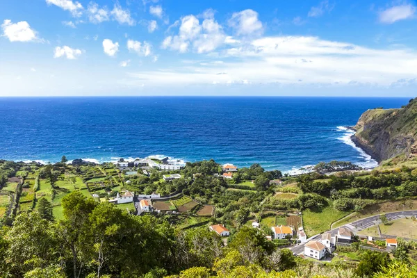 Pittoreska Panoramautsikt Över Sydkusten Sao Miguel Nära Byn Ague Pau — Stockfoto