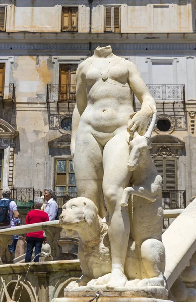 Palerme Italie Mai 2018 Détails Fontaine Prétorienne Italienne Fontana Pretoria — Photo