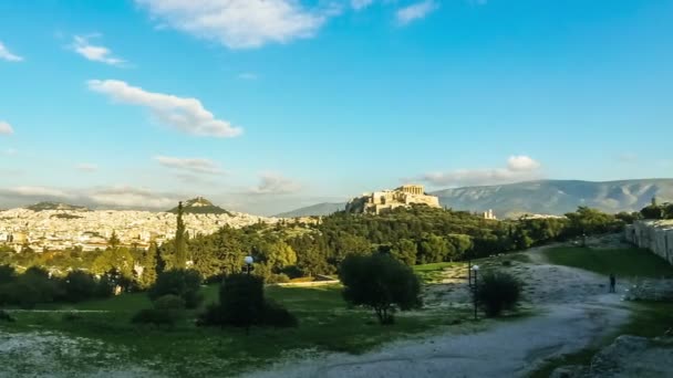 Vista panoramica della collina dell'Acropoli ad Atene, Attica, Grecia — Video Stock