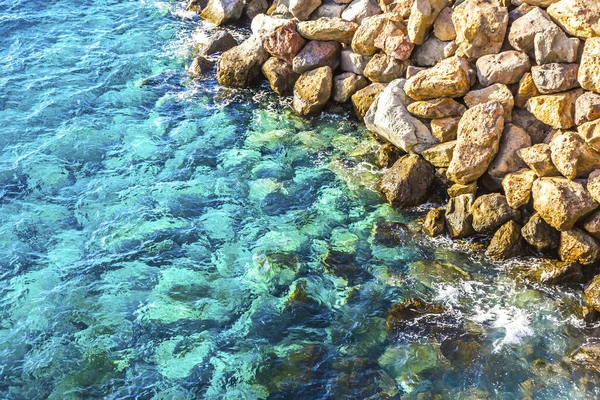 Background Made Clear Azure Blue Ocean Water Rocky Coastline View — Stock Photo, Image