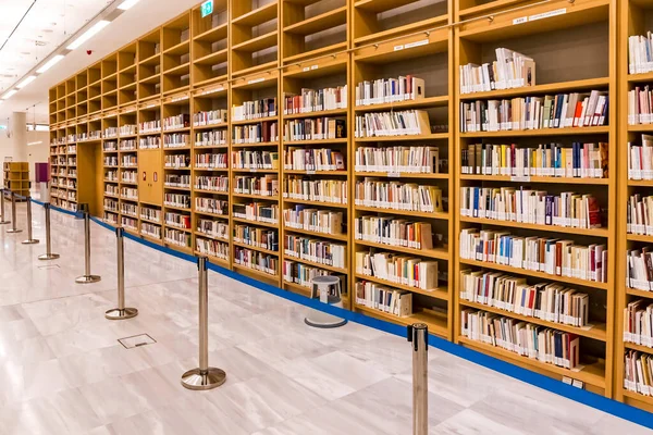 Aten Grekland December 2019 Interiör Den Nya Byggnaden Greklands Nationalbibliotek Stockbild