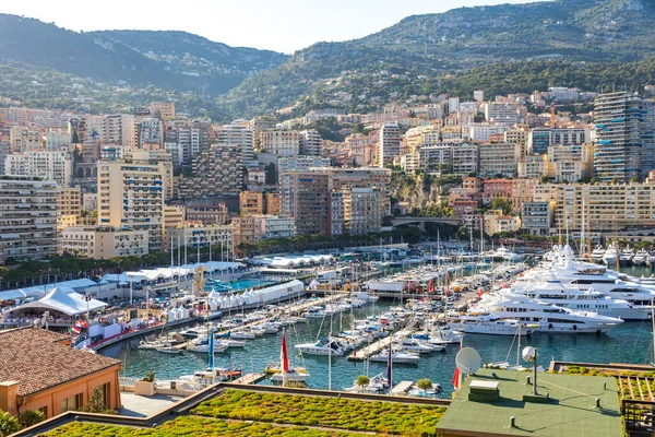 Festői Kilátás Luxus Jachtok Apartmanok Kikötő Monte Carlo Monaco Francia — Stock Fotó