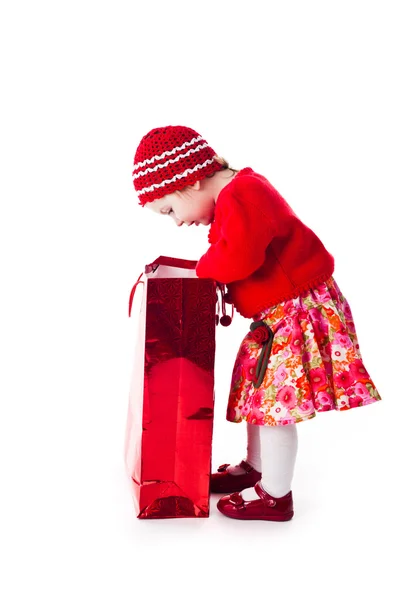 A menina parece um presente — Fotografia de Stock