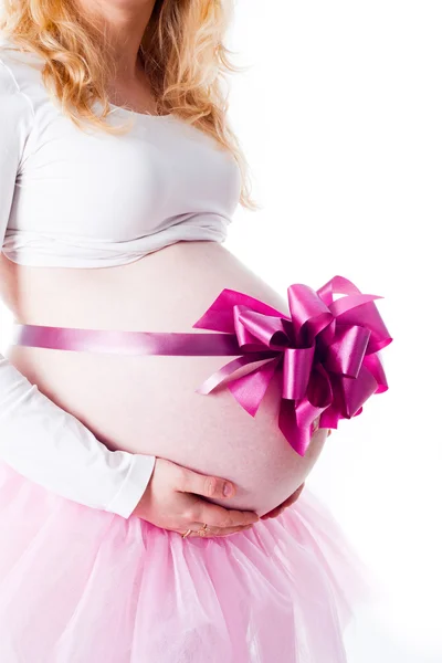 Zwangere vrouw geïsoleerd — Stockfoto