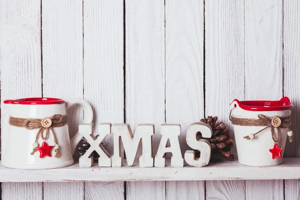 Christmas decor on the shelf — Stock Photo, Image