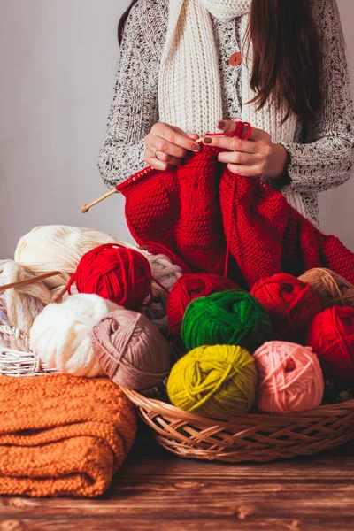 Female knits sweater — Stock Photo, Image