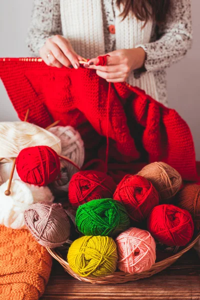 Female knits sweater — Stock Photo, Image