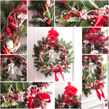 Kırmızı ve beyaz Noel çelenk