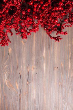 Holly berry twigs ahşap duvar