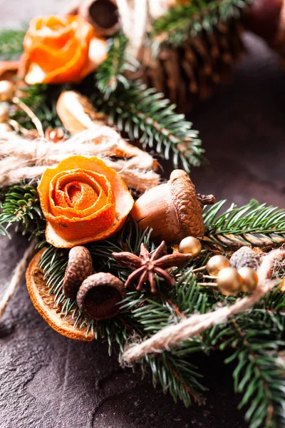 Christmas aromatic eco wreath — Stock Photo, Image