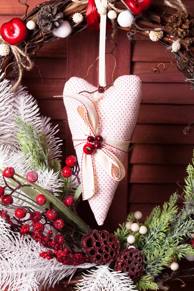 Couronne de Noël rouge et blanche — Photo