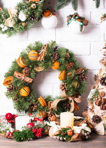 Christmas fair wreathes — Stock Photo, Image