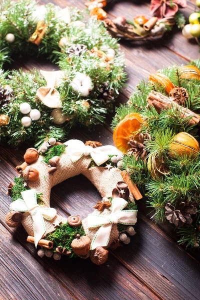 Christmas fair wreathes — Stock Photo, Image