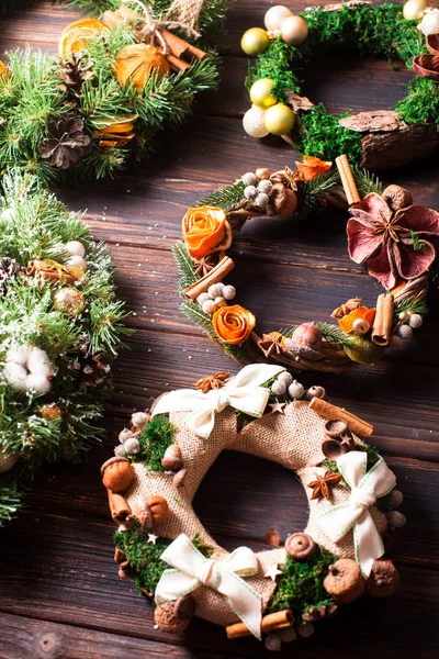 Christmas fair wreathes — Stock Photo, Image