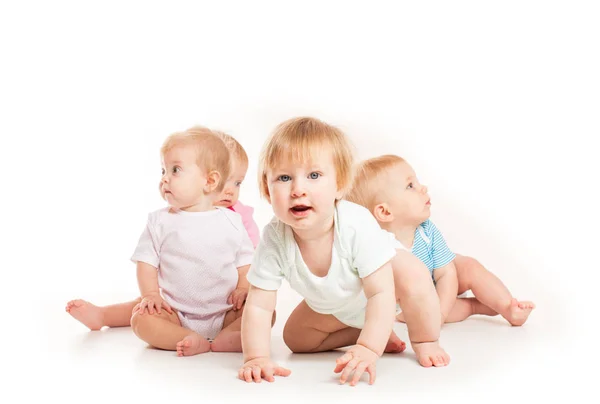 Four babies isolated — Stock Photo, Image