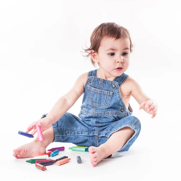 A menina está escrevendo — Fotografia de Stock