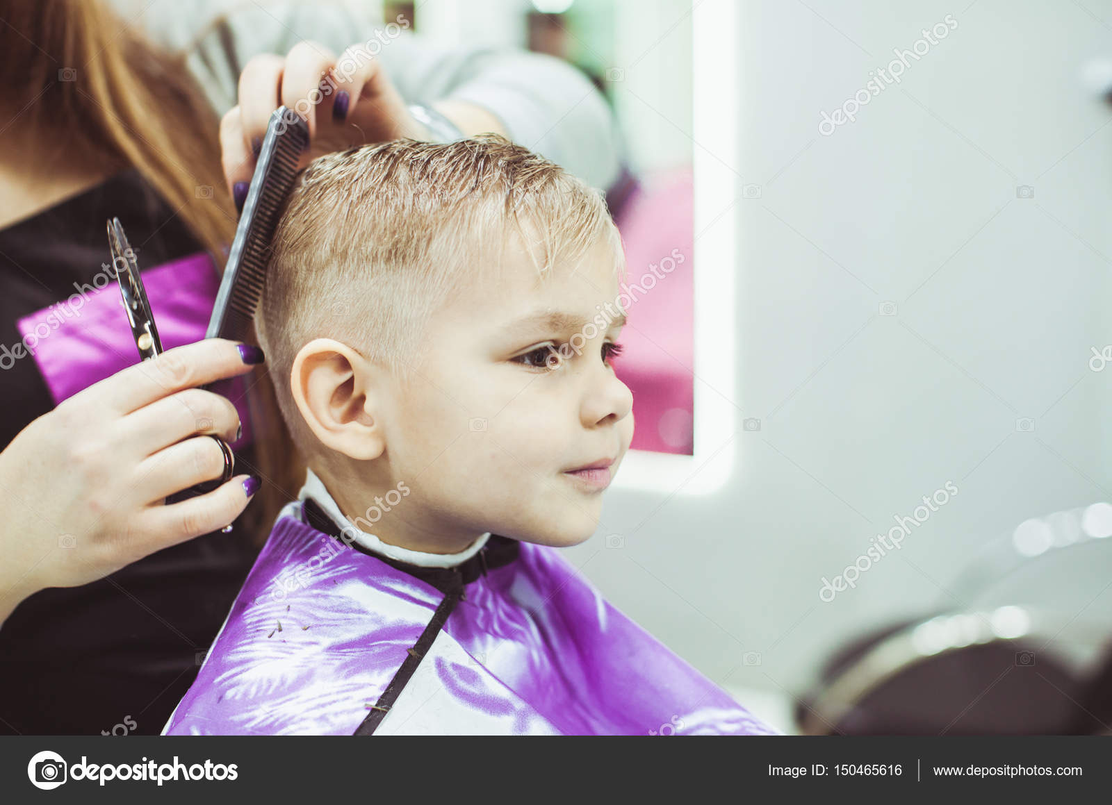 Little boy makes hairstyle at the hairdresser Stock Photo by ©oksixx 150465616 Little boy makes hairstyle at the hairdresser Stock Photo by ©oksixx 150465616
