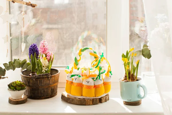 Easter textile basket — Stock Photo, Image