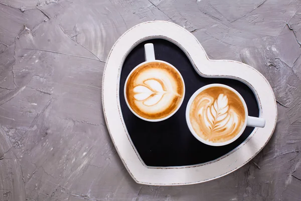 Amor par de cappuccino — Fotografia de Stock