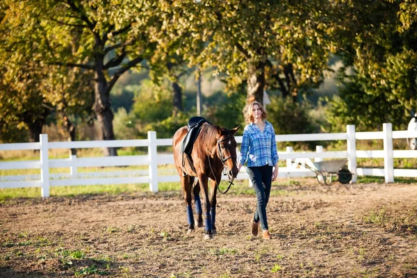Schöne Mädchen mit Pferd — Stockfoto