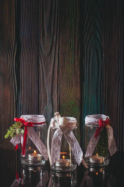 Kerst glazen kandelaars — Stockfoto
