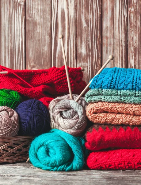 Farbe gestrickte Kleidung — Stockfoto